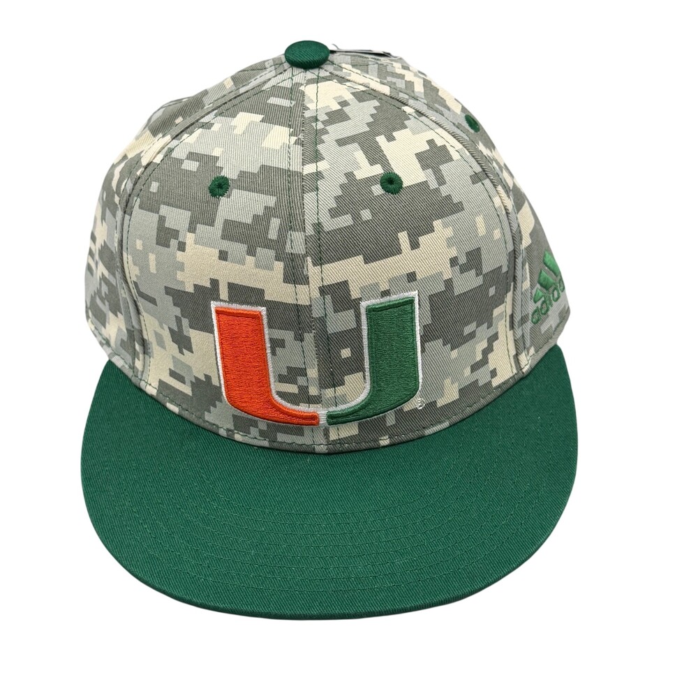 adidas Fitted Hat Size 6 5/8 Gray Digital Camo Mesh Flat Brim Twill FU0359